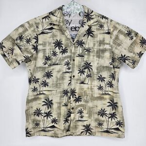 Vintage RJC Shirt Mens Large Hawaiian Palm Trees Tropical Button Up Short Sleeve